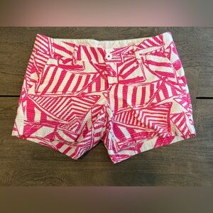 Lilly Pulitzer Shorts Callahan Pink And White Size 6